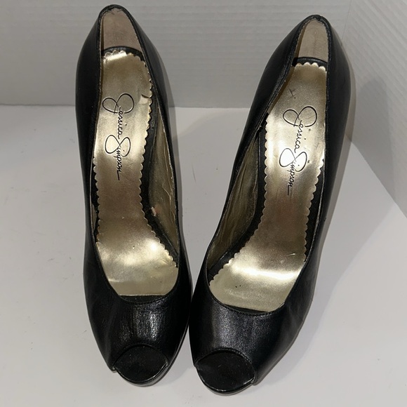 Jessica Simpson Black Pumps Platform Open Toe Shoes Size 9 - Picture 3 of 14